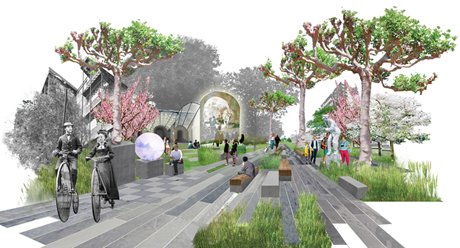 Renderings for The Promenade of Curiosities by Erect Architecture and J & L Gibbons