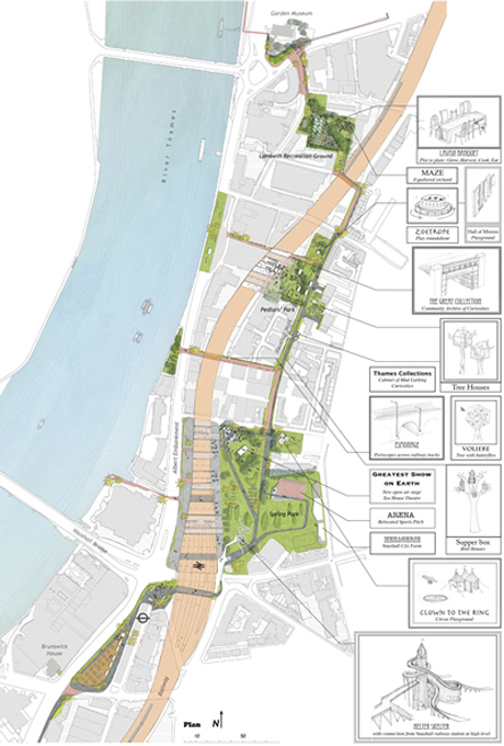 The planned route for The Promenade of Curiosities by Erect Architecture and J & L Gibbons