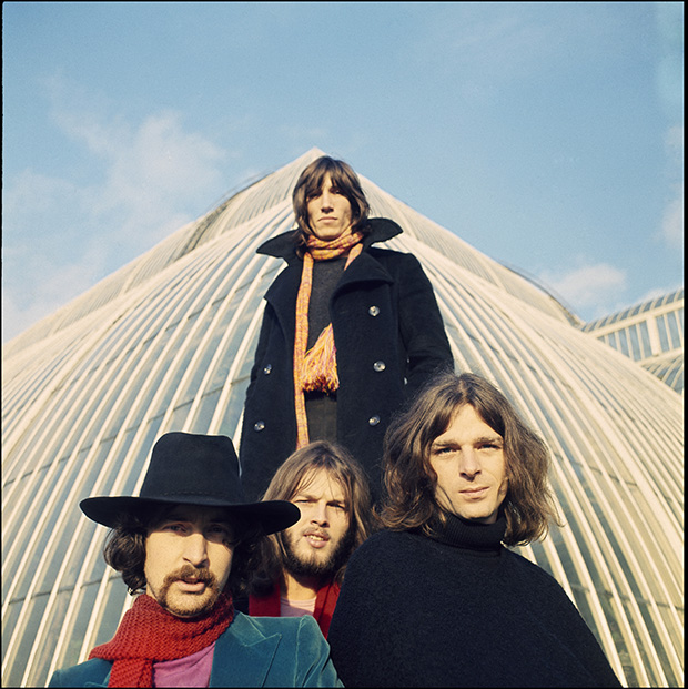 Pink Floyd at Kew Gardens c. 1969. Photographer Storm Thorgerson.  Image courtesy of the V&A. ® Pink Floyd Music Ltd