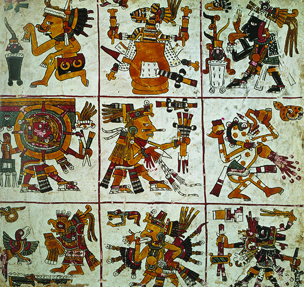 Borgia Codex, artist unknown, deer skin, stucco and paint, Mexico, c.1497. From 30,000 Years of Art