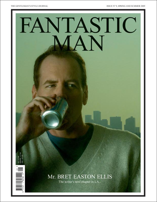 Brett Easton Ellis, front cover, issue no 9 for Spring and Summer 2009, portrait by Jeff Burton. From Fantastic Man
