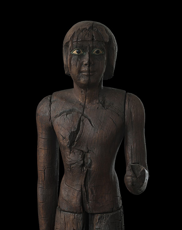 A large wooden statue from ancient Egypt. Courtesy of Sycomore Ancient Art