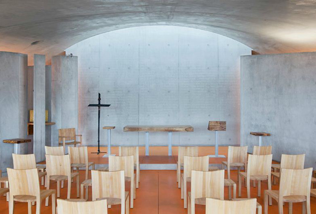 The oratory inside Renzo Piano's new convent in Ronchamp, France 