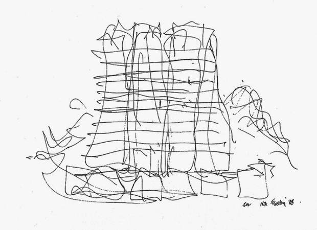 Frank Gehry's first project in Hong Kong, opening next year, started out as nothing more than this quick sketch