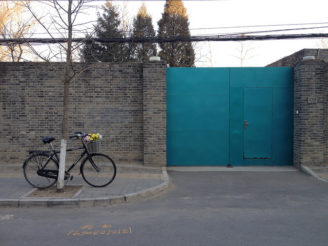 Ai Weiwei's floral bike protest outside his compound in Beijing. Image courtesy of the artist's Instagram account