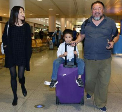 'This is way faster through the corners than that marble one dad' - Ai Weiwei and family arrive in Germany a few weeks ago