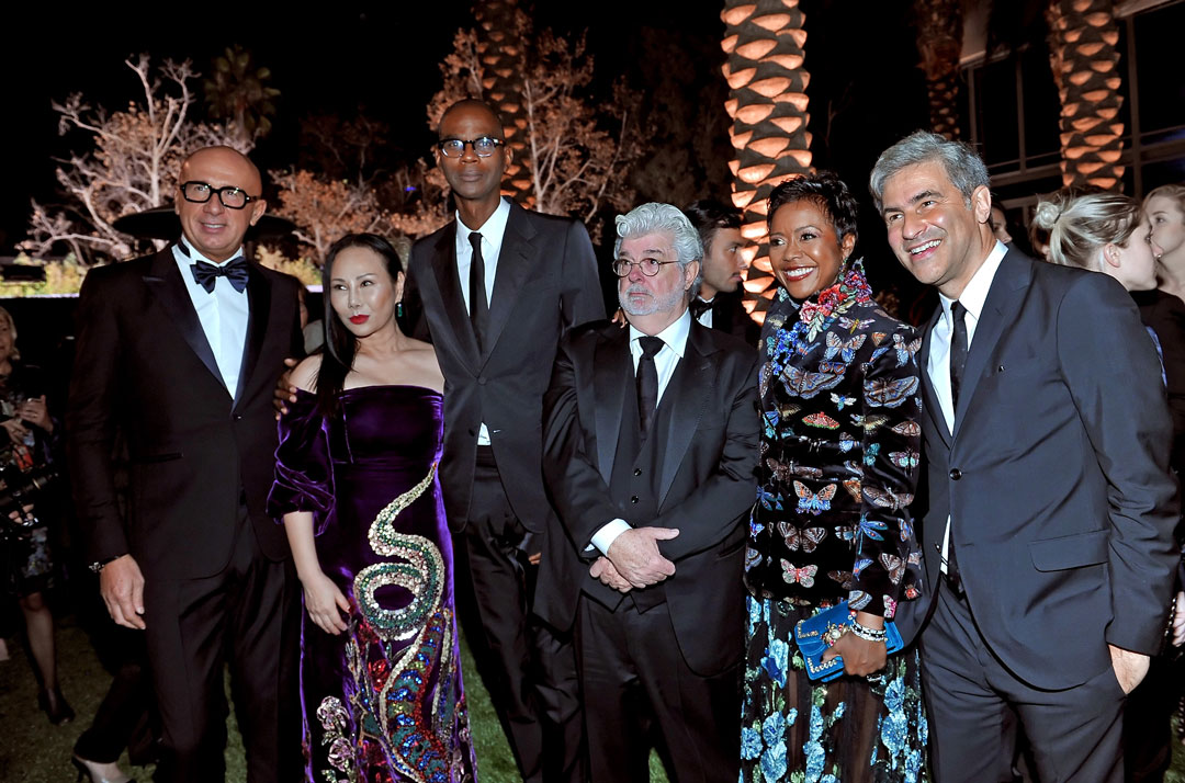 From left: Marco Bizzarri; Eva Chow; Mark Bradford; George Lucas; Mellody Hobson; LACMA's Michael Govan. All images courtesy of LACMA