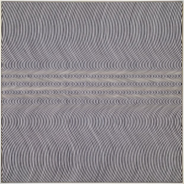 Current (1964) by Bridget Riley. From Eye Attack - Op Art and Kinetic Art 1950-1970