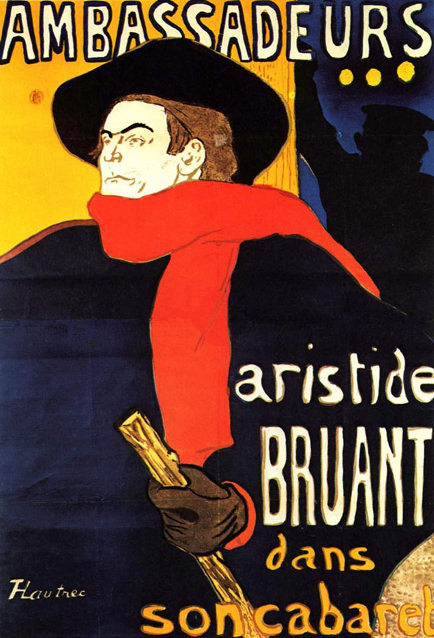 Aristide Bruant (1892-3) by Toulouse-Lautrec