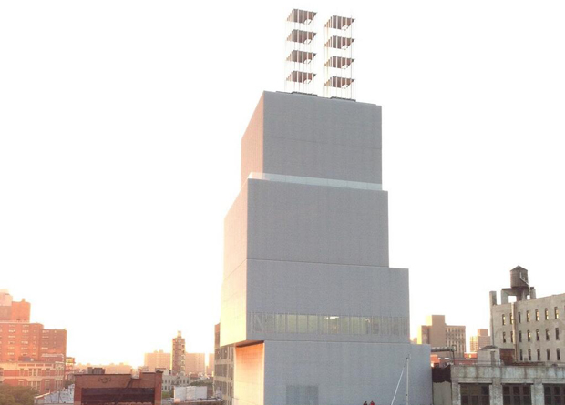 Chris Burden's Quasi-Legal Skyscrapers (2013) on top of the New Museum. Image courtesy of the New Museum.