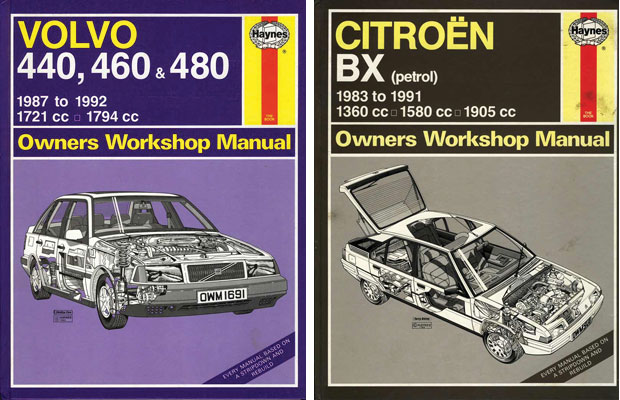 (Left) Haynes Manual, Volvo 440, 460 & 480 (Right) Citroën BX (petrol)