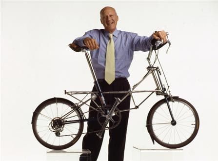 Lord Foster with his Moulton bicycle