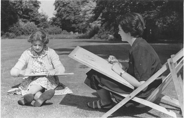 Gaby Goldscheider (left) with Lucy Rothenstein, her fellow student at the Ruskin School of Art, c.1950s