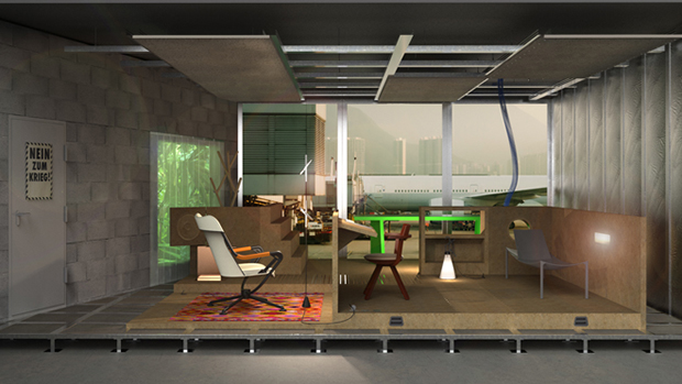 A rendering of Room One, Life Space, by Konstantin Grcic