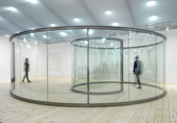 Groovy Spiral (2013) one of Dan Graham's pavilions. Image courtesy of the Lisson Gallery