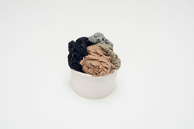 The ice cream from Davide Balula, Painting the Roof of your Mouth (Ice Cream), 2015. Installation, dimensions variable. Courtesy Galerie Frank Elbaz, Paris and François Ghebaly Gallery, Los Angeles. With the support of Noirmontartproduction, Paris