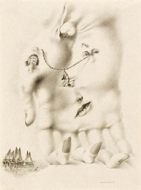 Her Eyes Trembled (1939) by Federico Castellón. From Drawing Surrealism