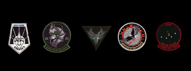 Five Classified Aircraft Patches (2007) by Trevor Paglen
