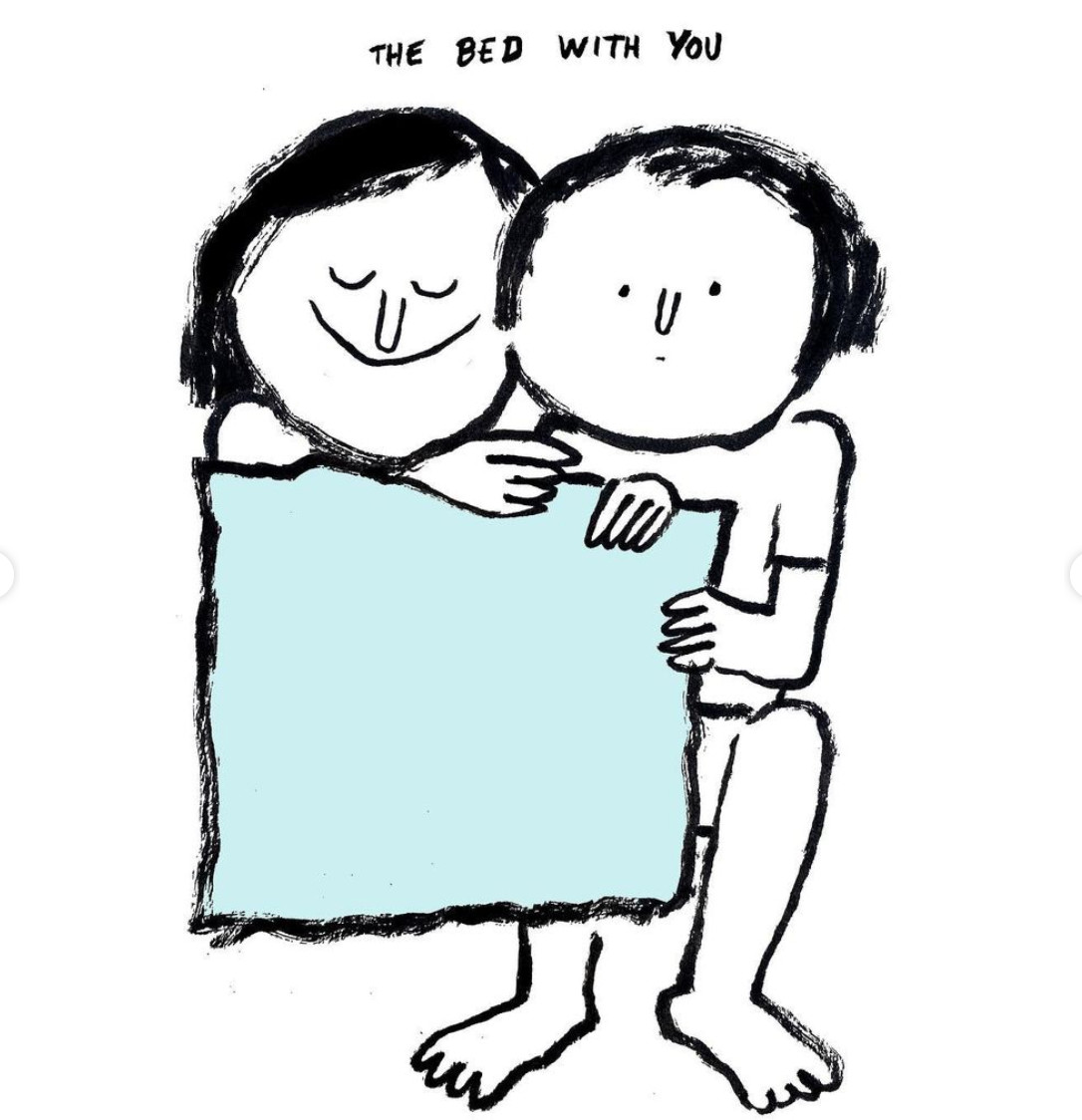 The bed with you, by Jean Jullien. Image courtesy of Jullien's Instagram