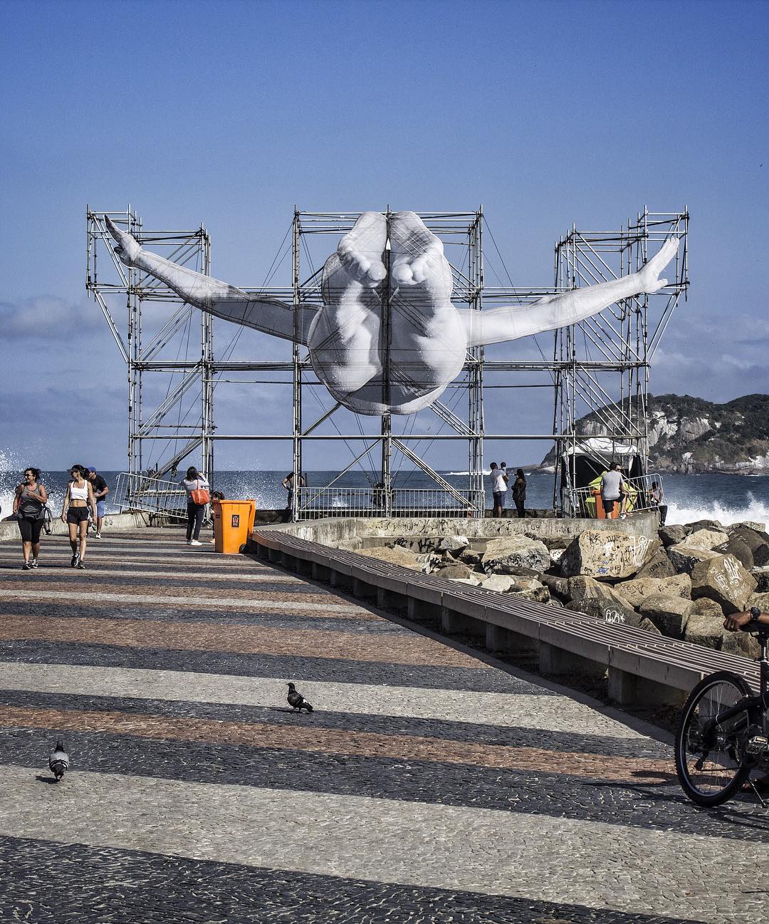 One of JR's GIANTS installations at the Brazilian Olympics
