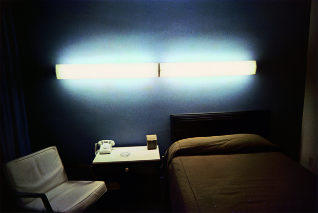 William Eggleston Untitled (Motel Room with Fluorescents), from The Los Alamos-Portfolio, 1965-1968, Dye-transfer-print, © Eggleston Artistic Trust, Courtesy Cheim & Read, New York / Sammlung Museum Folkwang, Essen. From Room Service
