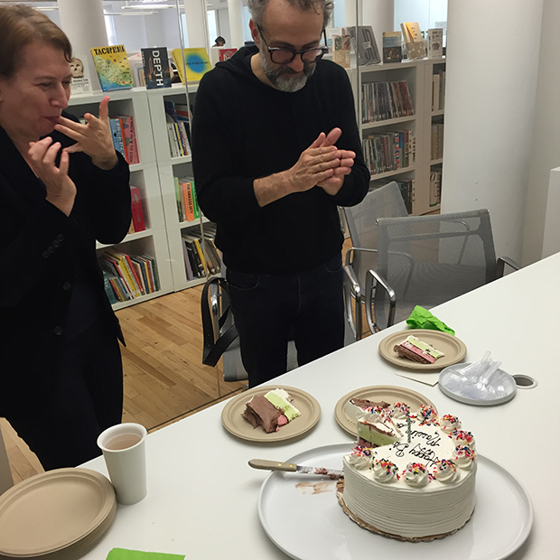 Phaidon publisher Emilia Terragni and Massimo Bottura in our New York office