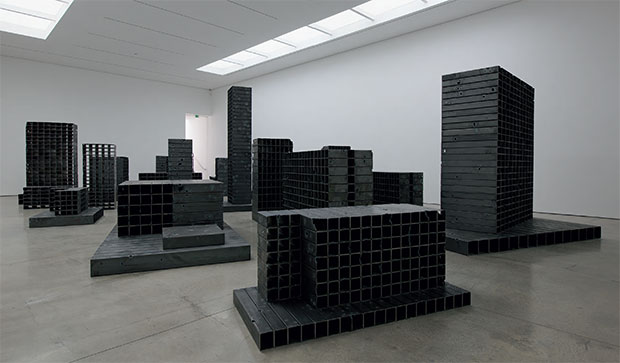 Bunker (2011), 22 mild-steel tubing structures, dimensions variable. Installation view at White Cube, London, 2011. As reproduced in our new Contemporary Artist Series monograph
