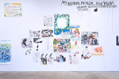 Installation view of To Wit by Raymond Pettibon at David Zwirner