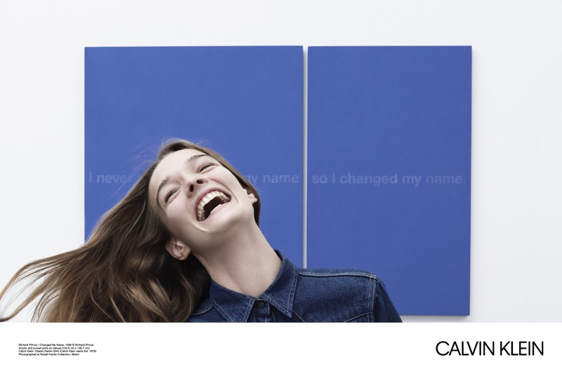 Richard Prince, I Changed My Name, 1988 © Richard Prince Acrylic and screen print on canvas (142.5 cm x 198.7 cm), photographed by Willy Vanderperre at the Rubell Family Collection, Miami as part of Calvin Klein’s new campaign. Image courtesy of Calvin Klein.