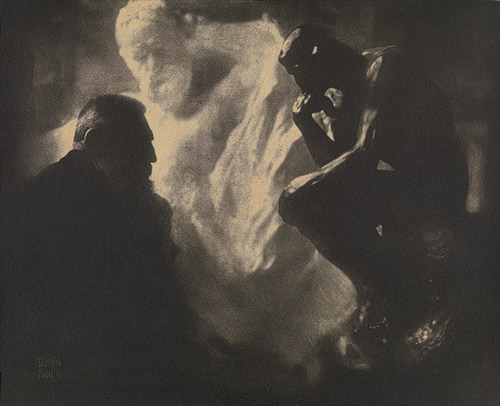 Edward Steichen, Portrait of Rodin with The Thinker and theMonument to Victor Hugo, 1902. From our Rodin monograph
