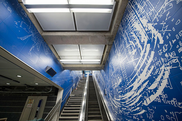 Sarah Sze's Blueprint for a Landscape (2016) at the 96th Street station.