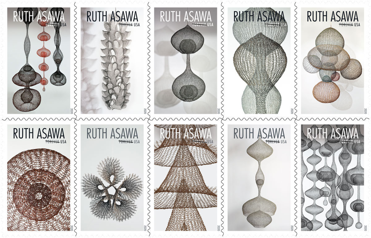 The new Ruth Asawa stamps. Image courtesy of USPS.com