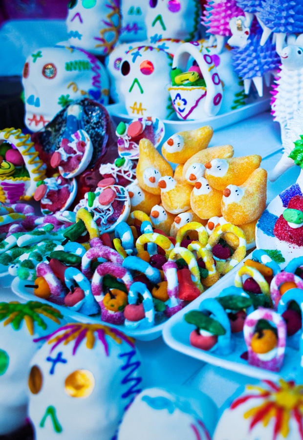 Traditional Mexican Day of the Dead sugar skulls. Image from Mexico: The Cookbook