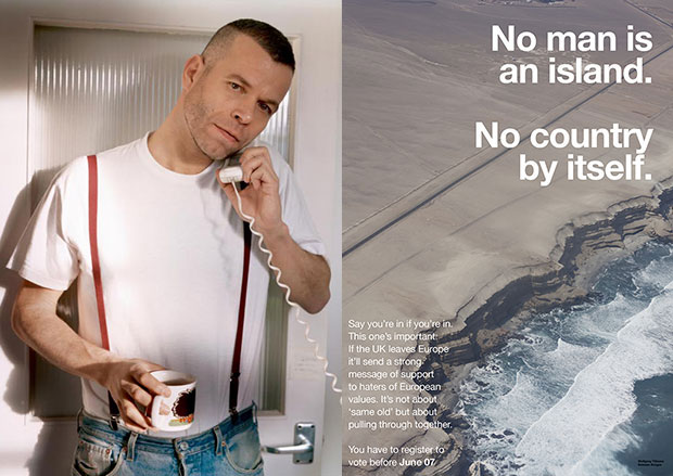 Wolfgang Tillmans and one of his EU Campaign posters