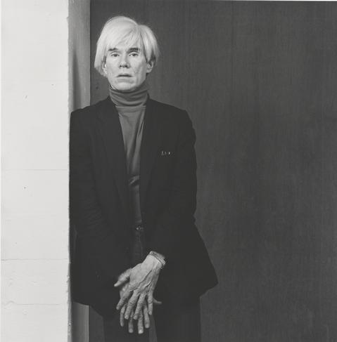 Andy Warhol, 1983, by Robert Mapplethorpe. Gelatin silver print Image: 39.1 x 38.5 cm (15 3/8 x 15 3/16 in.) Promised Gift of The Robert Mapplethorpe Foundation to the J. Paul Getty Trust and the Los Angeles County Museum of Art, L.2012.89.156 © Robert Mapplethorpe Foundation
