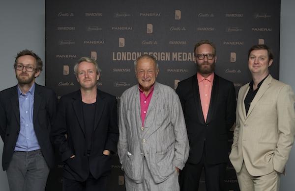 Erwan and Ronan Bouroullec (left) with Richard Rogers, winner of the Coutts Lifetime Achievement Medal, Nicholas Roope, founder of Poke and winner of the Perrier-Jouët Design Entrepreneur Medal and Roland Lamb, designer of the award-winning Seaboard who was awarded the Swarovski Emerging Talent Medal 