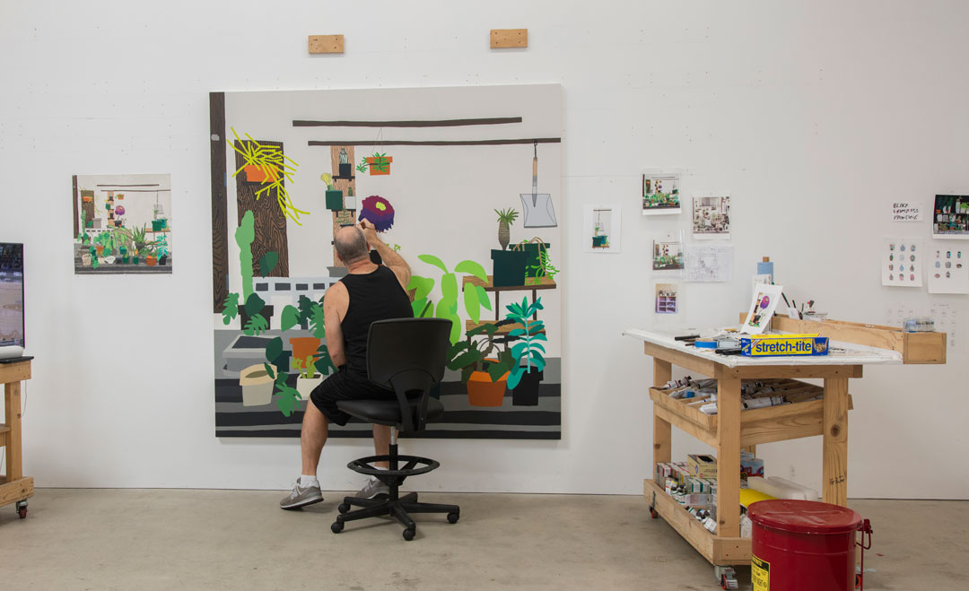 Jonas Wood at work in his studio from Phaidon's Contemporary Artist Series book on the artist