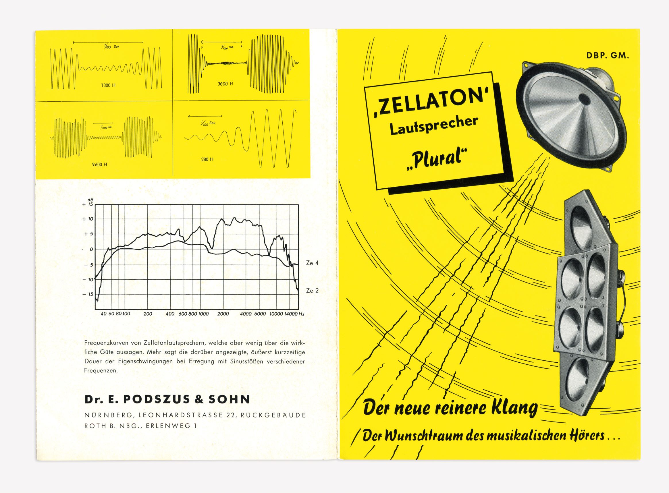 Promotional brochure for the Plural Loudspeakers, Zellaton, late 1950s