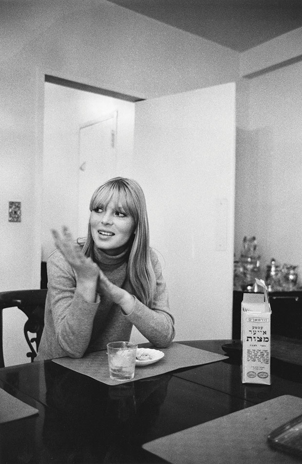 Nico (Christa Päffgen), actor, model, singer, Velvet Underground, in Shore’s parents’ dining room, with box of matzohs on table. From Factory Andy Warhol Stephen Shore