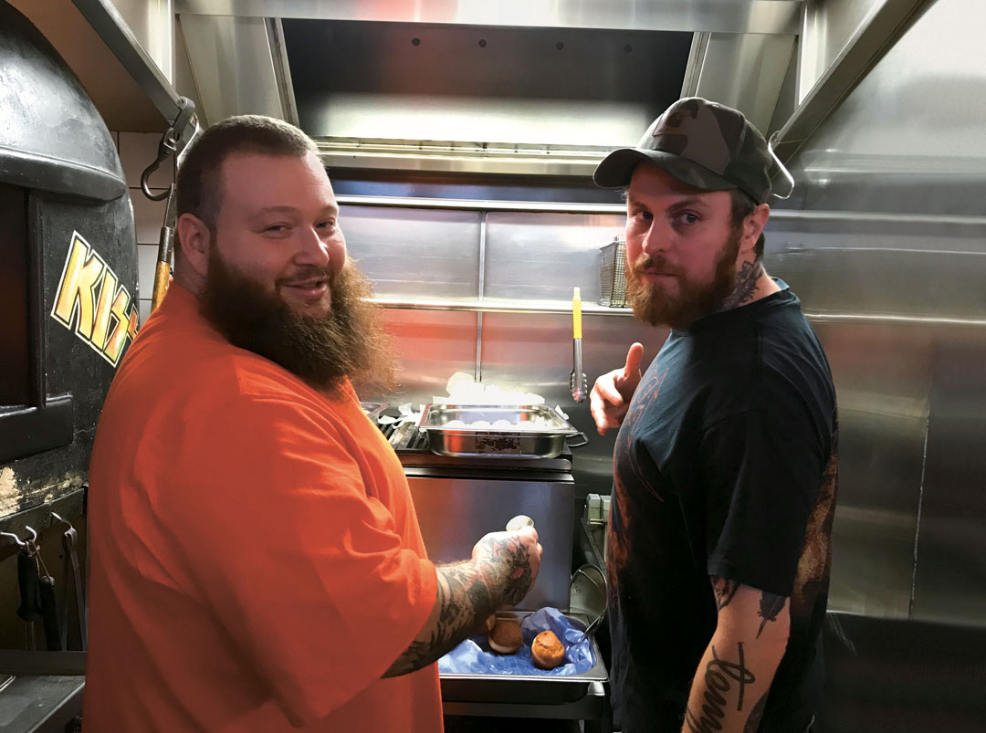 Lee Tiernan (right) with rapper and TV presenter Action Bronson