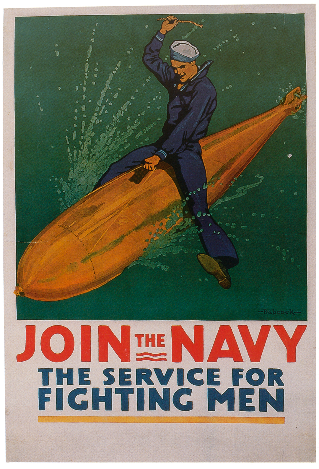 Richard Fayerweath Babcock, Join the Navy, 1917, lithograph on paper, 106 × 72 cm.