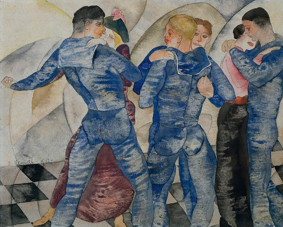 Charles Demuth, Dancing Sailors, 1917, watercolour and pencil on paper, 20.5 × 25.5 cm, Collection, Cleveland Museum of Art.