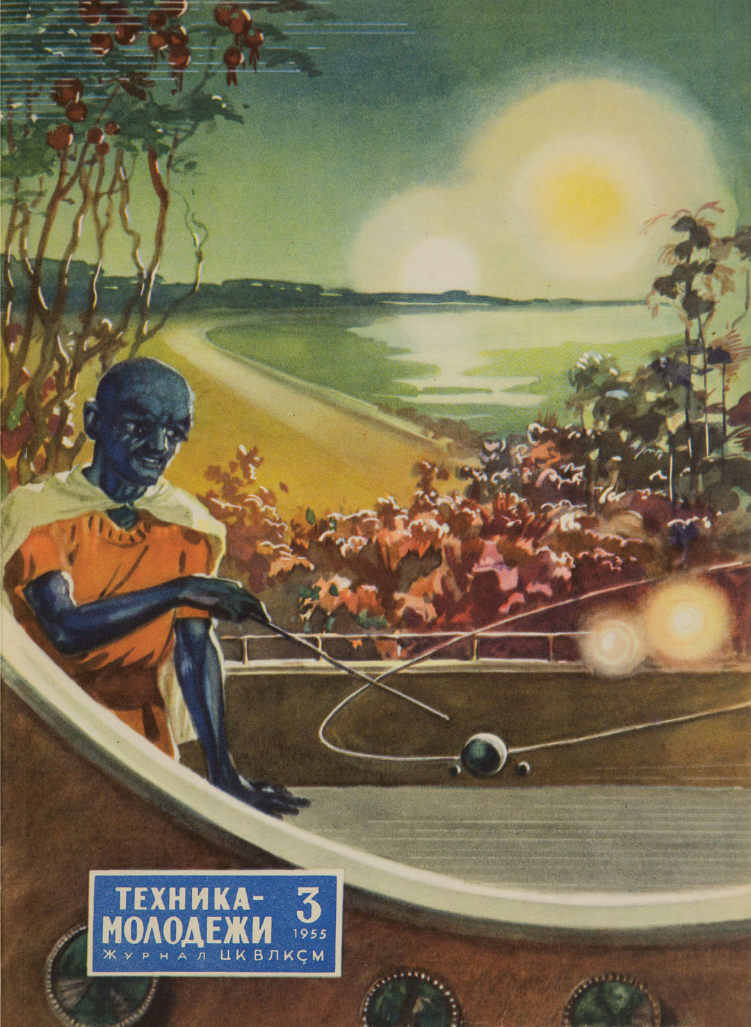 Young Technician, issue 10, 1964, illustration by R. Avotin for the article ‘Space Greenhouse’, which hypothesizes on the creation of an environment suitable for growing plants in space