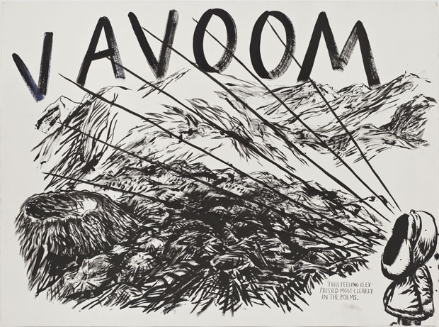 Raymond Pettibon, No Title (This feeling is), 2011. Pen and ink on paper, 37 ¼ x 49 ½ in (94.6 x 125.7 cm). Private collection. Courtesy Regen Projects, Los Angeles. As featured in Raymond Pettibon: A Pen of All Work