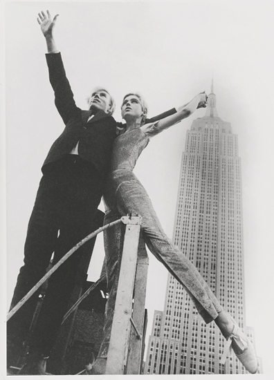 Warhol with Edie Sedgwick during a fashion shoot for Betsy Johnson (1965)