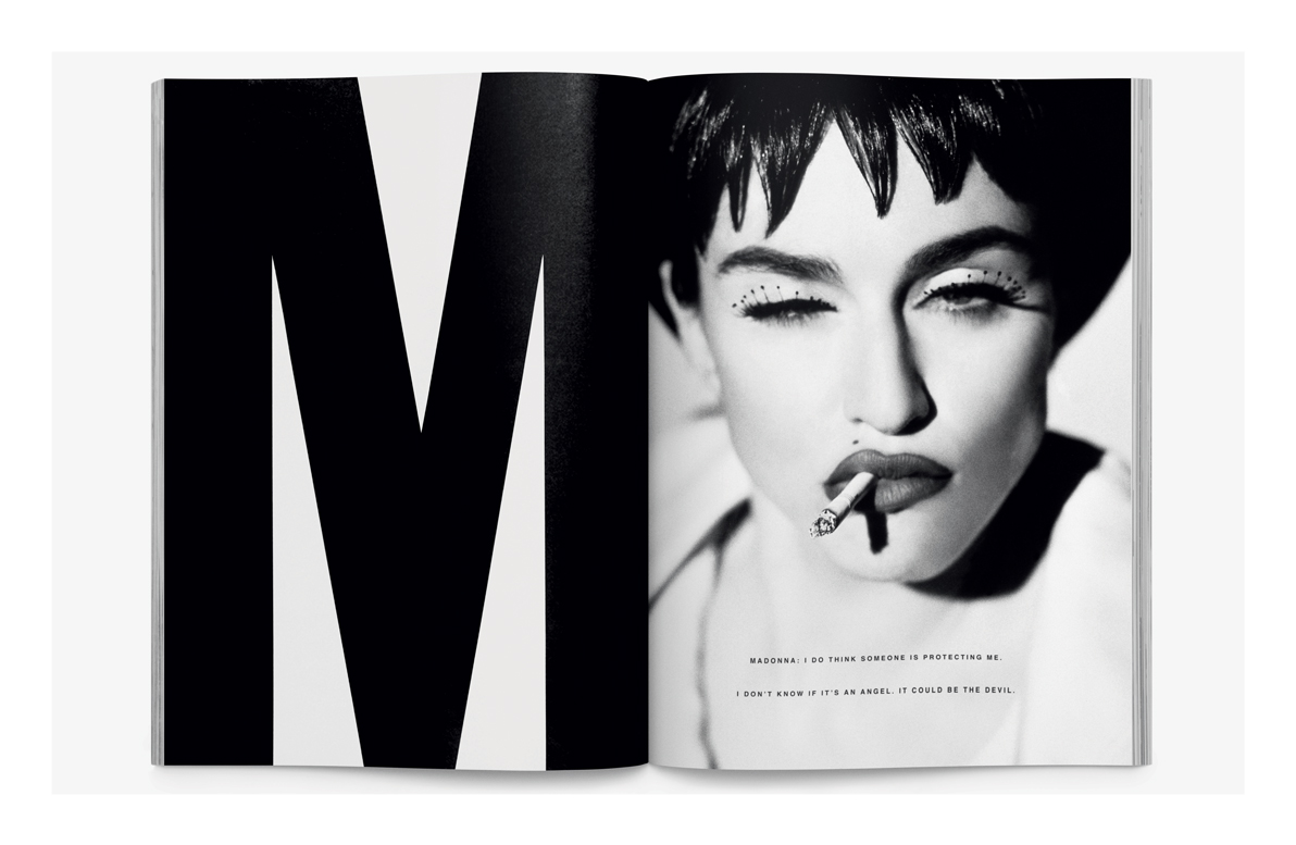 A spread from Interview magazine, 1990. Art direction by Fabien Baron, photography by Herb Ritts