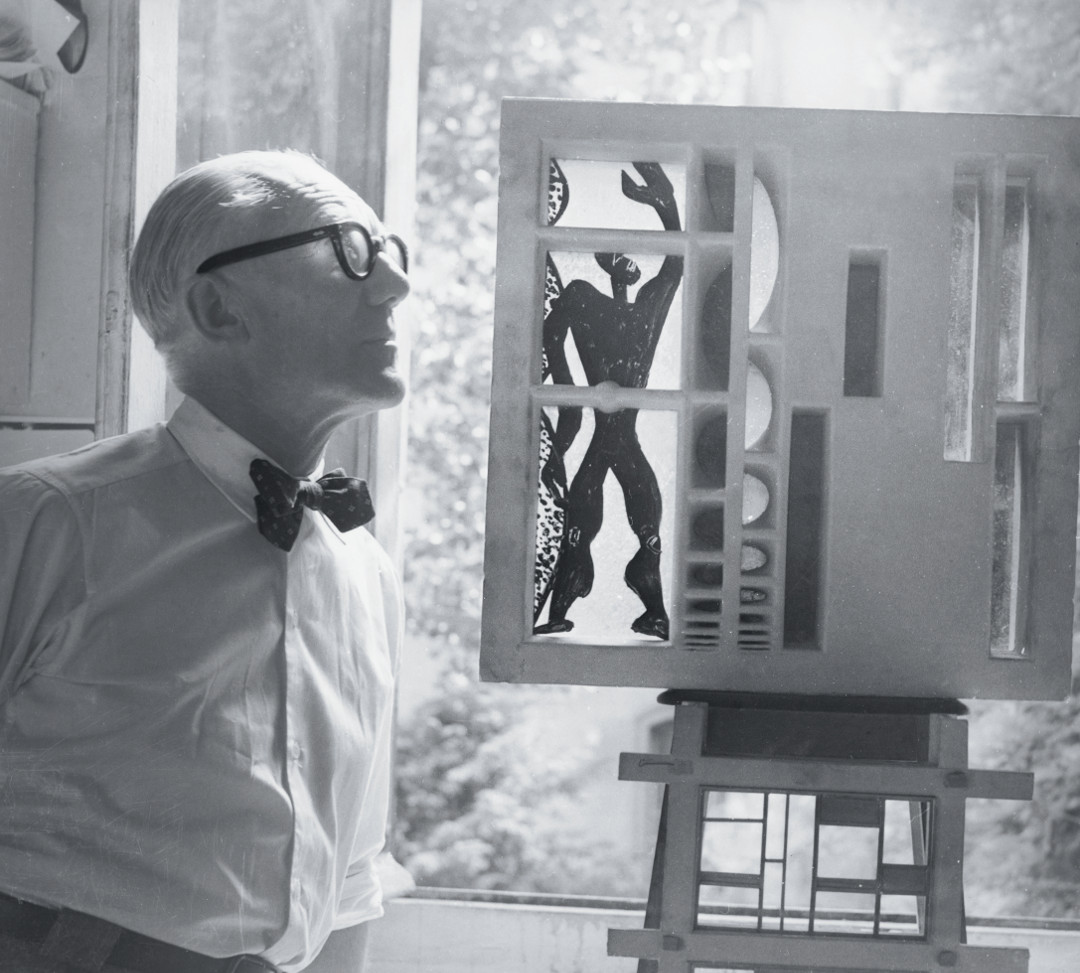 Le Corbusier with a Modulor-related model. Picture credit: courtesy Fondation Le Corbusier, Paris. As reproduced in Le Corbusier Le Grand