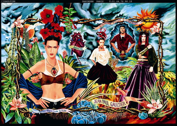Ad campaign for the Tribute to Frida Kahlo collection.  Women’s prêt-à-porter spring/summer 1998. Art direction and photography: Jean Paul Gaultier © Jean Paul Gaultier 
