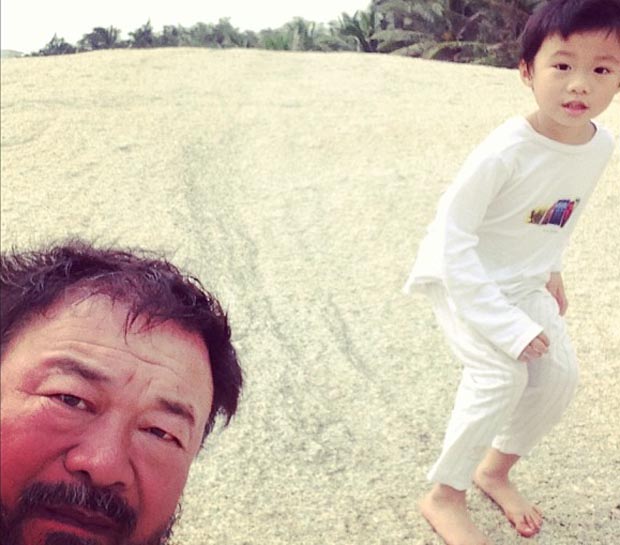 Ai Weiwei and his son, 2013. Courtesy of the artist's Instagram