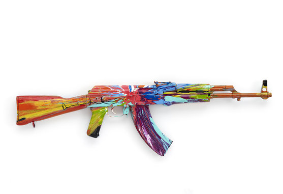 Spin AK47 for Peace Day (2012), verso. Photographed by Prudence Cuming Associates © Damien Hirst and Science Ltd. All rights reserved, DACS 2012